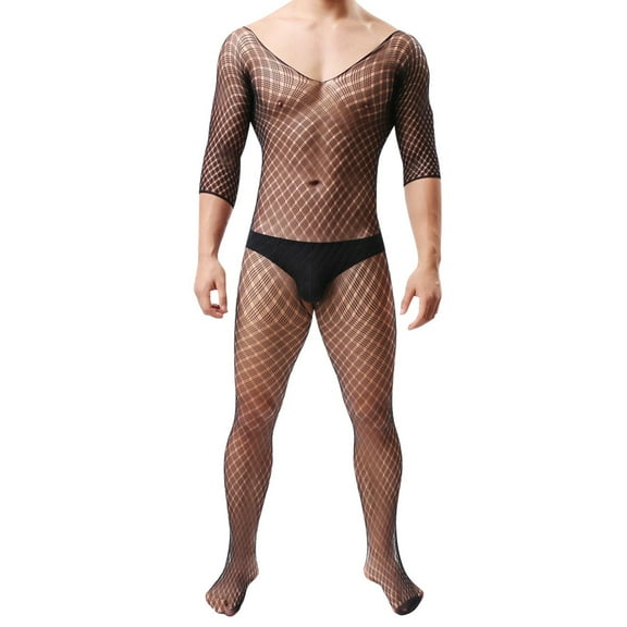 Gunia Lingerie for Women Men'S Sheer Bodysuit With Design High Elasticity Front Back Hollow Out Transparent Jumpsuit Stylish Him Underwear for Honeymoon Wedding Night