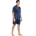 thumbnail image 2 of Keevoom Mens Silk Satin Pajamas Set Casual Short Sleeve Button Down Sleepwear Loungewear, 2 of 6