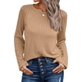 thumbnail image 4 of Fantaslook Textured Tops for Women Crew Neck Long Sleeve Shirts Fall Blouses Casual Basic Tee, 4 of 8