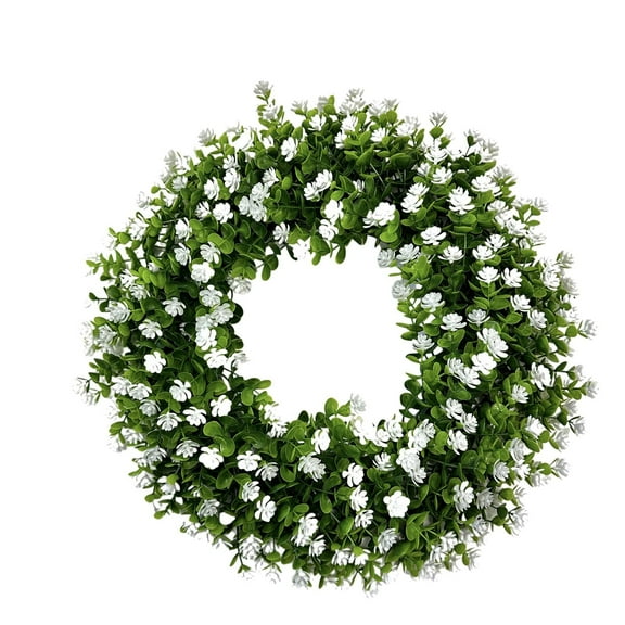 PEIBang Spring Wreaths for Front Door,Colorful Artificial Wreath with Flowers Green Leaves for Indoor Outdoor Home Decor