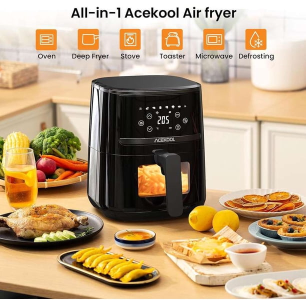 5qt air fryer con visual window, 6-in-1 oven con timer y temperature control, 85% less oil, low noise, dishwasher-safe basket