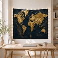 thumbnail image 5 of Gold World Map Against Deep Navy with Compass Rose, Dramatic Vintage for Travel Lovers, Cartography Wall Art, New Home Gift, Tapestry Wall Hanging for Living Room and Den, 5 of 7