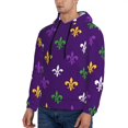 thumbnail image 3 of Wukai Purple Mardi Gras Print Men Hoodies Fleece Sweatshirts Long Sleeve Sweaters Pullover Fall Outfits Winter Clothes-Small, 3 of 7