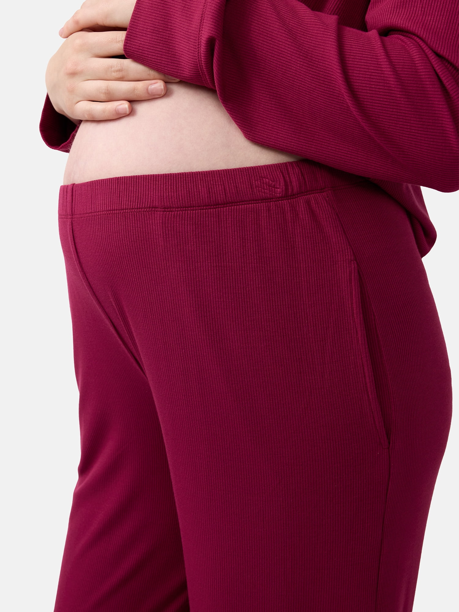 Ingrid & Isabel For Every Belly Women's Maternity Long Sleeve Button Down Shirt & Open Leg Pajama Set, Sizes S-XXXL