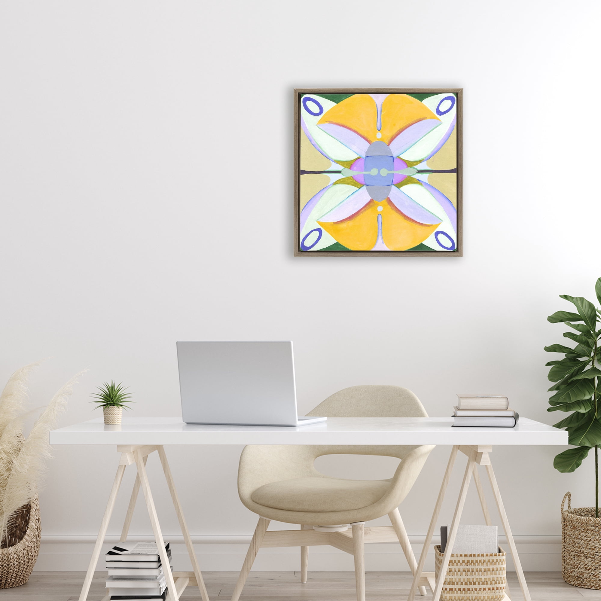 Stupell Industries Warm Revival Kaleidoscope Brown Framed Floater Canvas Wall Art, design by Melissa Wang
