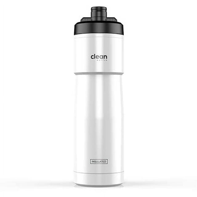 Botella Limpia / Sport 23, Botella de Agua con Aislamiento para Bicicleta / Diseño Limpio, Fácil de Apretar, Boquilla para Entusiastas Del Ciclismo / Blanco Brillante