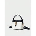 thumbnail image 2 of Women’s Black White Bucket Handbag, Top Handle Purse with Lock Detail, 2 of 5
