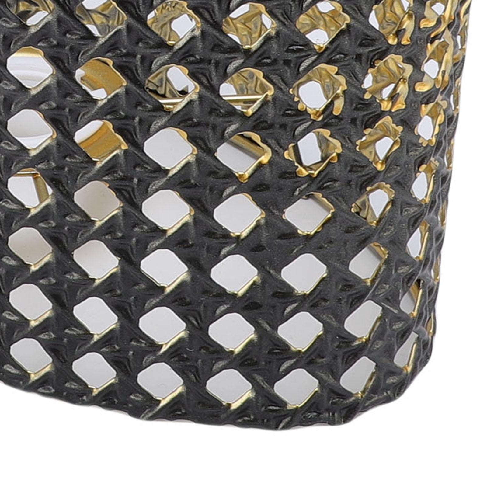 NFTIGB Oval Shaped Metal Hollow Out Lamp Shade for Table and Floor Lamps, Decorative Iron Cover with Polygon Square Hole Design, Compatible with E14 and E27 Fitters, Black (9.1 x 4.9 x 5.5 inches)