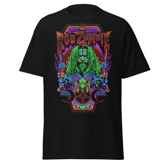 Rob Zombie - Pyschedelic Jumbo Print Unisex T-Shirt - Black - Small
