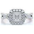 thumbnail image 3 of JeenMata Elegant 0.50 Carat - Square Cut Diamond - Twisted Band - Pave - Double Halo Engagement Ring - 10K White Gold, 3 of 7