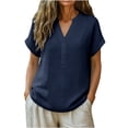thumbnail image 7 of Dxzfnsa Womens Linen Shirts Short Sleeve Button Down Shirts Casual Vacation Beach Summer Tops Cowgirl Western Concert Outfits S-2XL, 7 of 7