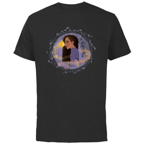 Disney Wish Asha and Star Nose to Nose Circle - Short Sleeve Cotton T-Shirt for Adults - Customized-Black