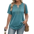 thumbnail image 3 of Fantaslook Lace Plus Size Tops for Women V Neck Short Sleeve Blouses Summer Tunic Shirts, 3 of 12
