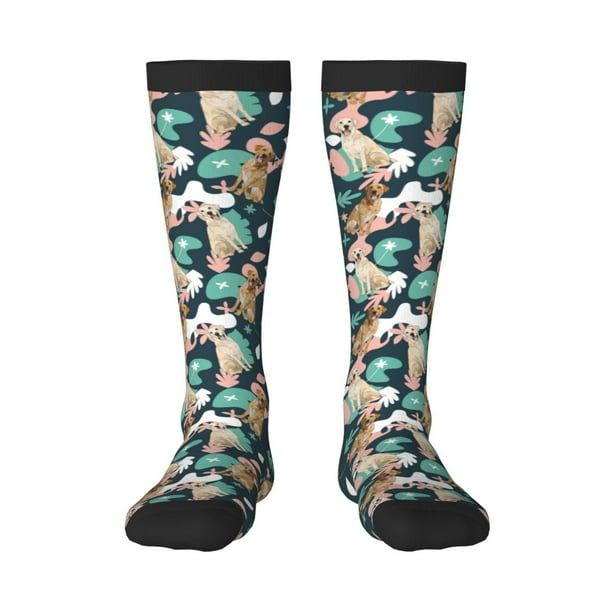 Fotbe Labrador Retriever Dog Calcetas Divertidas Estampadas para Hombre y Mujer, Calcetas de Algodón hasta la Rodilla para Caminar, Correr, Enfermería y Embarazo