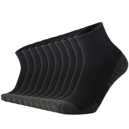 

ONKE Cotton Moisture Wicking Control Comfort Fit Performance Cushion Ankle Low Cut Running Socks for Men 10 Pack(Black L)
