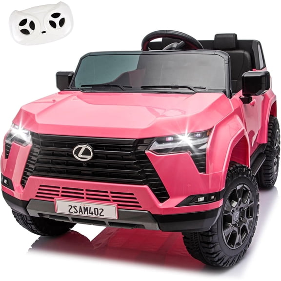 Track Seven Licensed Lexus GX550 24V Kids Ride on Car, 2-Seater Electric Car with Remote Control, Bluetooth, LED light, 4-Wheel Suspension, 20" Wide Seat, 24V Ride on Toys for Boys Girls Age 3 , Pink