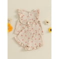 thumbnail image 6 of Loicainy Baby Toddler Kids Girls Shorts Set, 3 6 12 18 24 Months 2T 3T 4T Floral Sleeveless Crew Neck Tank Tops and Shorts Summer 2-piece Outfit, 6 of 9
