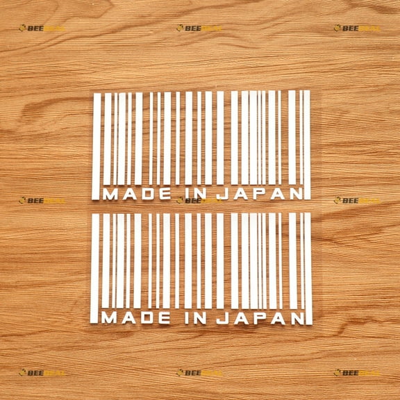 Made in Japan Funny Sticker Decal Vinyl Barcode Design JDM Japanese - 2 Pack White 6" - Fit for Honda Toyota Mazda Subaru Nissan Car Truck 0125A5