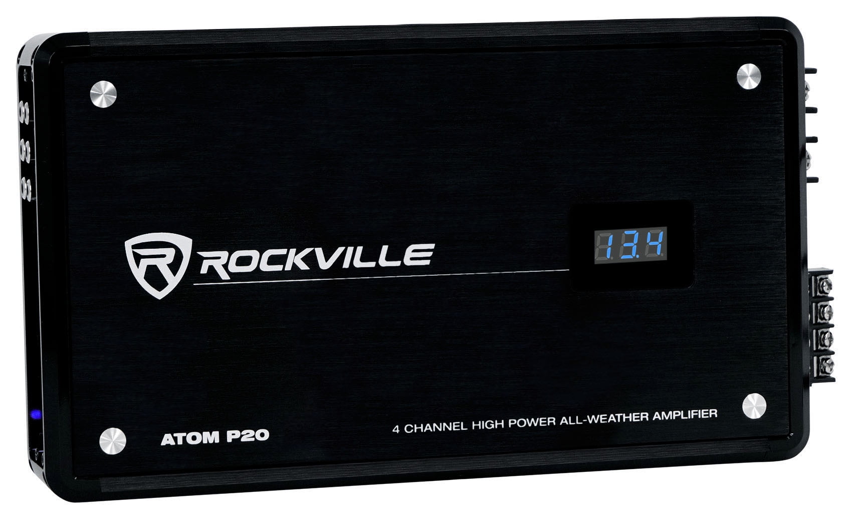 Rockville ATOM P20 Marine/ATV/Car Bluetooth Amplifier 1600w Peak/440w RMS 4 Channel w/ Volt Meter