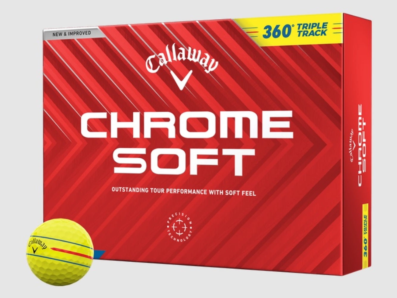 (4 pack) Callaway Golf 2024 Chrome Soft 360 Triple Track Golf Balls (Yellow) 12pk