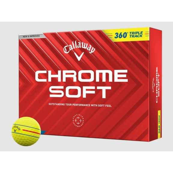 Callaway Golf 2024 Chrome Soft 360 Triple Track Golf Balls (Yellow) 1dz