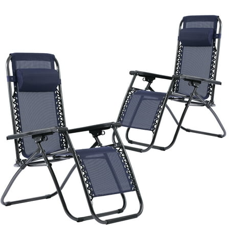 Outdoor Zero Gravity Chairs with Adjustable Pillow, 2 Pack,