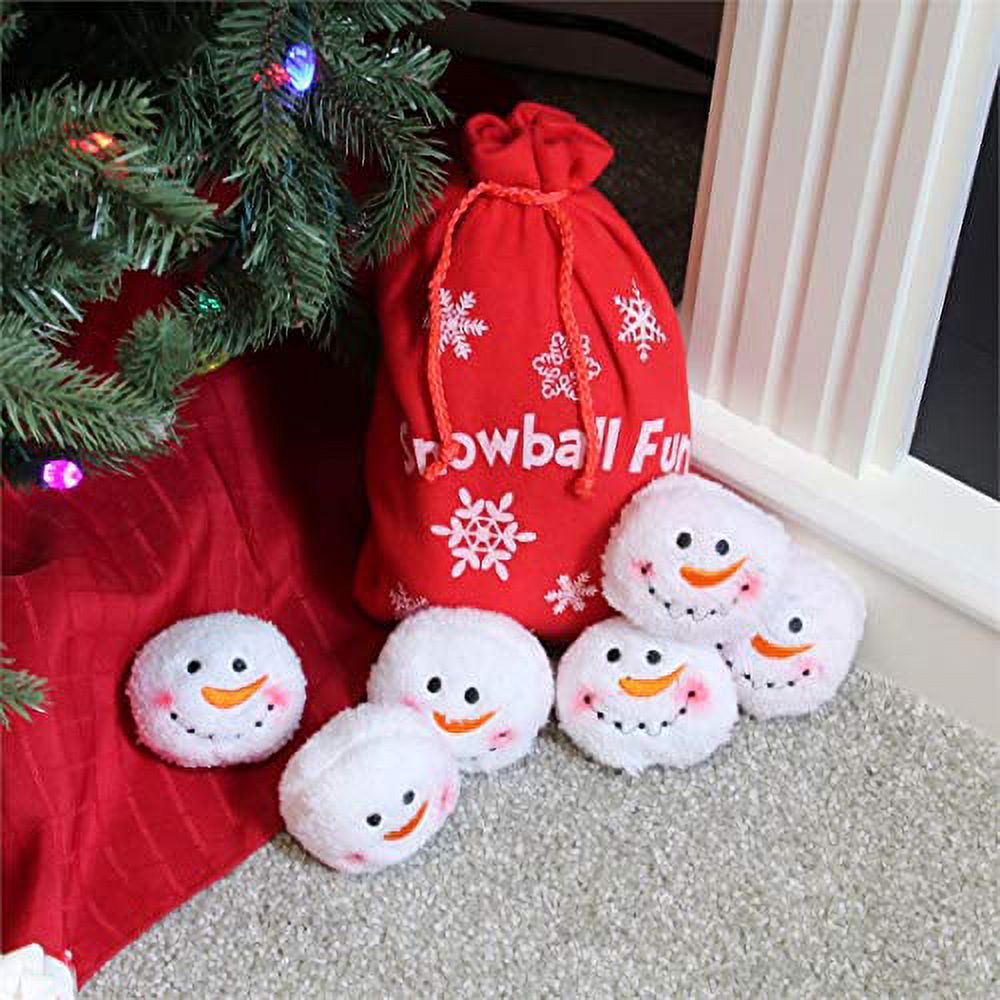 Dennis East Snowball Fight, 10 Plush Snowmen Balls in a Red Bag, Snowball Fun, Indoor Play - image 2 of 2