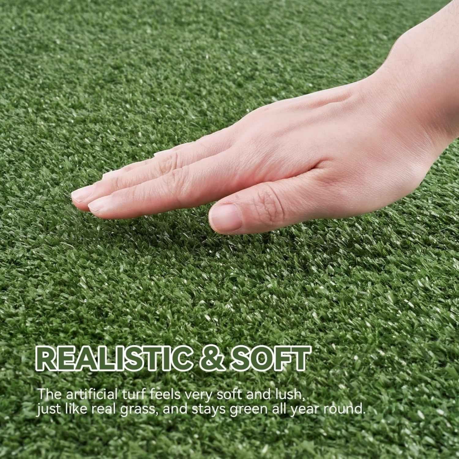 6FT*20FT Artificial Turf, Mat with Drainage Holes. Fake Grass with Rubber Backing, Ideal for Indoor/Outdoor Pet Areas, Garden, Lawn, Patio & Balcony Decor (Grass height 0.6 inches/1.5cm)