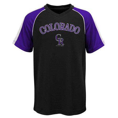 MLB Colorado ROCKIES TEE Short Sleeve Boys Fashion Jersey Tee 100% Polyester Pin Dot Mesh Jersey Team Tee 4-18