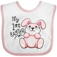 thumbnail image 3 of Inktastic My 1st Easter Cuddly Pink Bunny Boys or Girls Baby Bib, 3 of 4