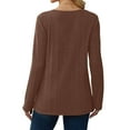 thumbnail image 4 of Timegard Tops for Women Long Sleeve V Neck Slim Blouse Solid Color Casual Comfy Mid Long Tops Fall, 4 of 7