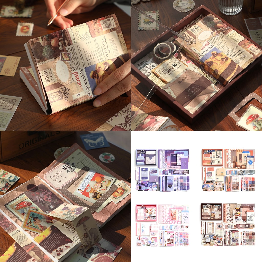 Vintage Scrapbooking Supplies Aesthetic Journaling Kits Paper Sticker Tape Sticker Background Paper Scrapbook Frame
