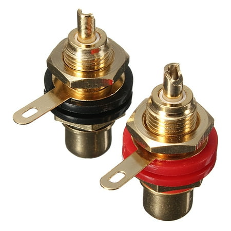 Rca Chassis Socket - 2pcs Gold Plated RCA Panel Mount Chassis Socket Phono Female Connector Set