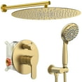 thumbnail image 1 of SR SUN RISE Système de Douche Intégral - Robinet de Douche Pluie 16 Pouces avec 6 Réglages Pommeau de Douche à Main - Valve Incluse - Or Brossé, 1 of 5