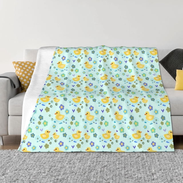 Balery Duck Cartoon Manta de Franela con Dibujo, Lujo Ultra Suave y Cálido, Antipelusa y Resistente a las Arrugas para Cama, Sofá, Camping -60"x50"