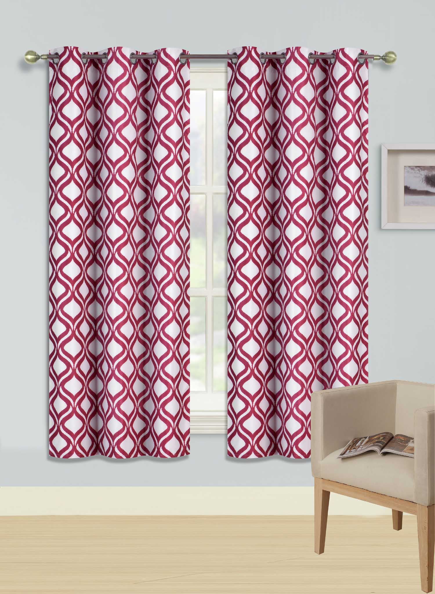 Window Curtain Lined Curtain Set And Valance Window Treatment  2 Panel Ocean