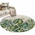 thumbnail image 2 of Round Area Rug 4ft, Summer Farm Tropical Leaves Non-Slip Non-Shedding Floor Mat, Watercolor Palm Leaf Washable Sturdy Carpet for Living Room Bedroom Home Decor, 2 of 9