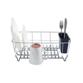 thumbnail image 2 of 2 Piece Chrome Plated Steel Small Compact Dish Drainer, Navy Blue, 2 of 4