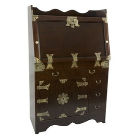 Oriental Furniture Gold Leaf Secretary Desk Walmart Com