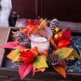 thumbnail image 6 of Cififendec Harvest Maple Leaf Candle Ring Wreath, 9.84", Artificial Pomegranate Pinecone Berry Candle Holder Ring for Thanksgiving Dining Table Centerpiece Decor, 6 of 8