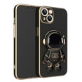 thumbnail image 2 of Dteck Cute Case for iPhone 12 Pro Ultra Slim Astronaut Hidden Stand Case Gold Plating Frame Shockproof Case with Kickstand Case Black,For iPhone 12 Pro, 2 of 6