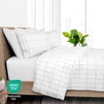 thumbnail image 6 of Bare Home Luxury Duvet Cover and Sham Set - Premium 1800 Collection - Ultra-Soft - Twin/Twin-XL, Grid - White/Gray, 2-Pieces, 6 of 8