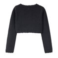 thumbnail image 4 of GYRATEDREAM Girls' Knitted Bolero Cardigan Sweater Kids Long Sleeve Button Closure Cropped Knitwear Cover Up for 6-7Y Black, 4 of 8