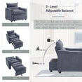 thumbnail image 4 of Sleeper Sofa Chair, Convertible Sofa Bed, 3-in-1 Sofa Chair with Adjustable Backrest and Cup Holder, Velvet Fabric for Living Room Apartment, Grey, 4 of 11