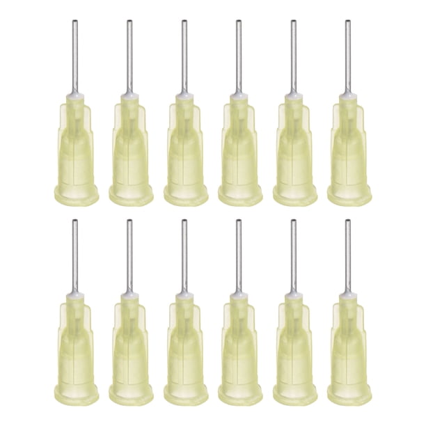 Aguja dispensadora de punta roma Uxcell para pistola de pegamento líquido, 20G 1/2", paquete de 20 (amarillo)