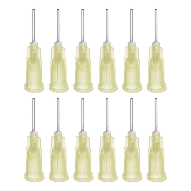 Aguja dispensadora de punta roma Uxcell para pistola de pegamento líquido, 20G 1/2", paquete de 20 (amarillo)