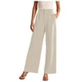 thumbnail image 1 of Women's Wide Leg High Waisted Dress Pants - Work/Business Casual, Flowy Trousers, Polyester/Spandex, Button Closure, Multiple Sizes, 1 of 5
