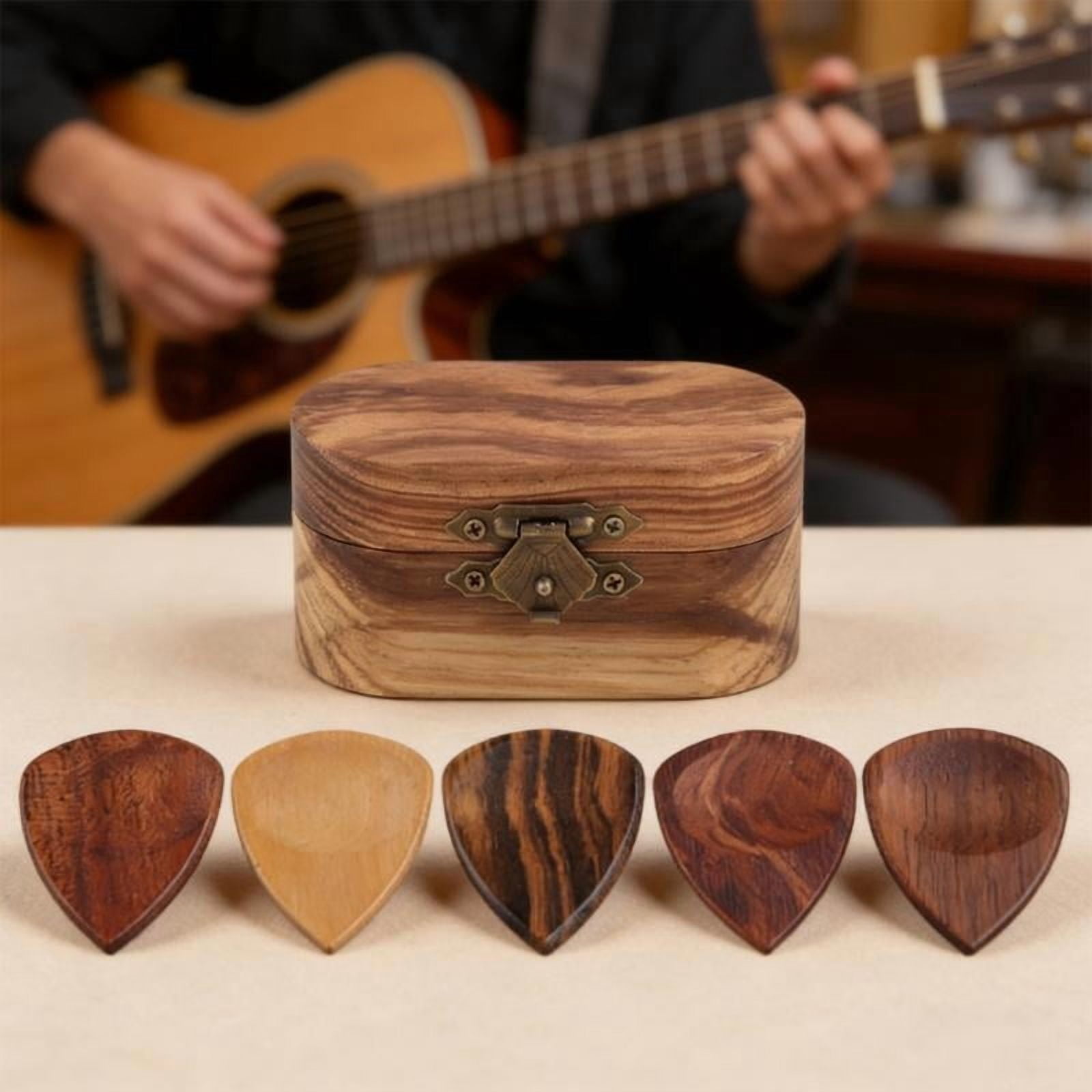 CEORPER Wooden Guitar Plectrums Holder Set Mini Jewelry Box Wooden Guitar Pick Box