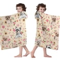 thumbnail image 4 of Yorkie with Pioneer Flower Hooded Bath Towel，60"x35" for Ages 3 To 12 Kids, Quick Dry Lightweight Soft Microfiber Hood Beach Towel Cover Up for Kids, 4 of 7