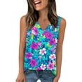 thumbnail image 2 of SAATLERI Summer Sleeveless Shirts for Women Hawaiian Print Tropical V Neck T Shirts Loose Fit Dressy Tops Casual Tank Top, 2 of 5